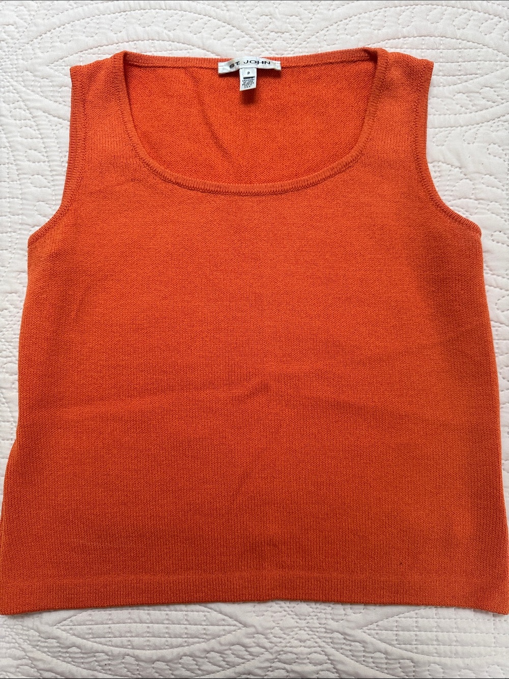 St. John Bright Orange Knit Scoop Neck Tank